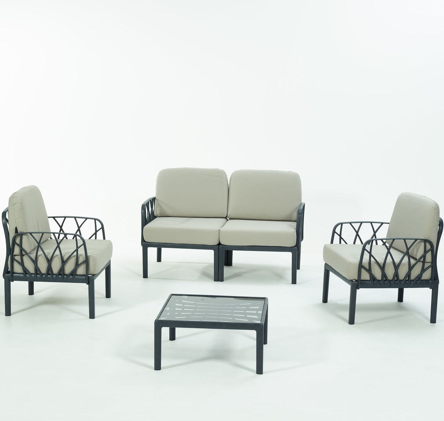 Novussi Garda Sofa Set 2 + 1 + 1 + Camlı Orta Sehpa