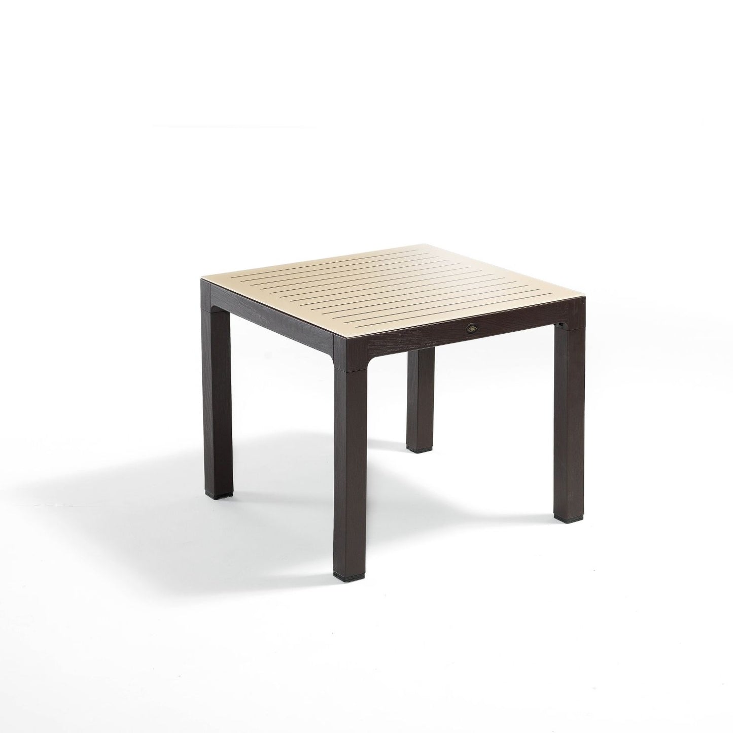 Novussi Wood Table 90x90 Lined Glass Table