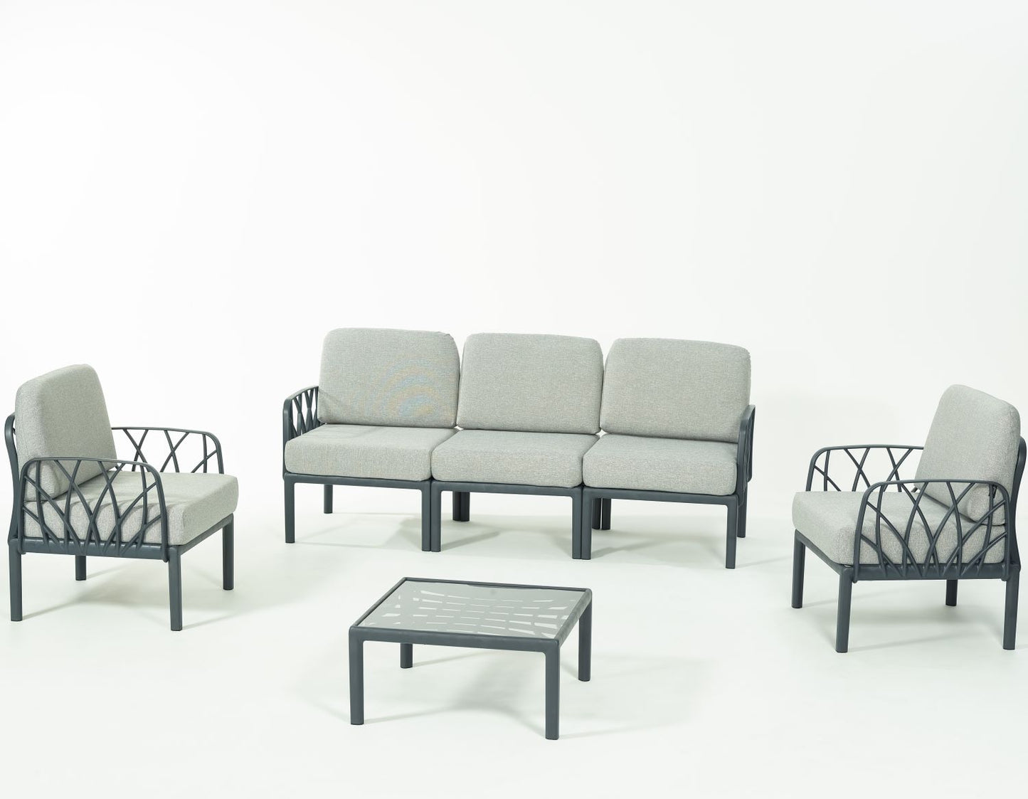 Novussi Garda Sofa Set 3 + 1 + 1 + Glass Center Table