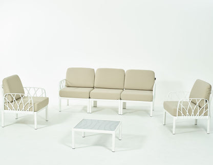 Novussi Garda Sofa Set 3 + 1 + 1 + Glass Center Table